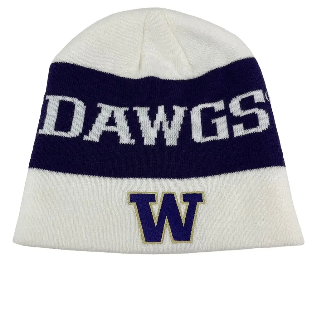 Washington Huskies Dawgs Knit Beanie Hat Adidas White Purple OS NWOT